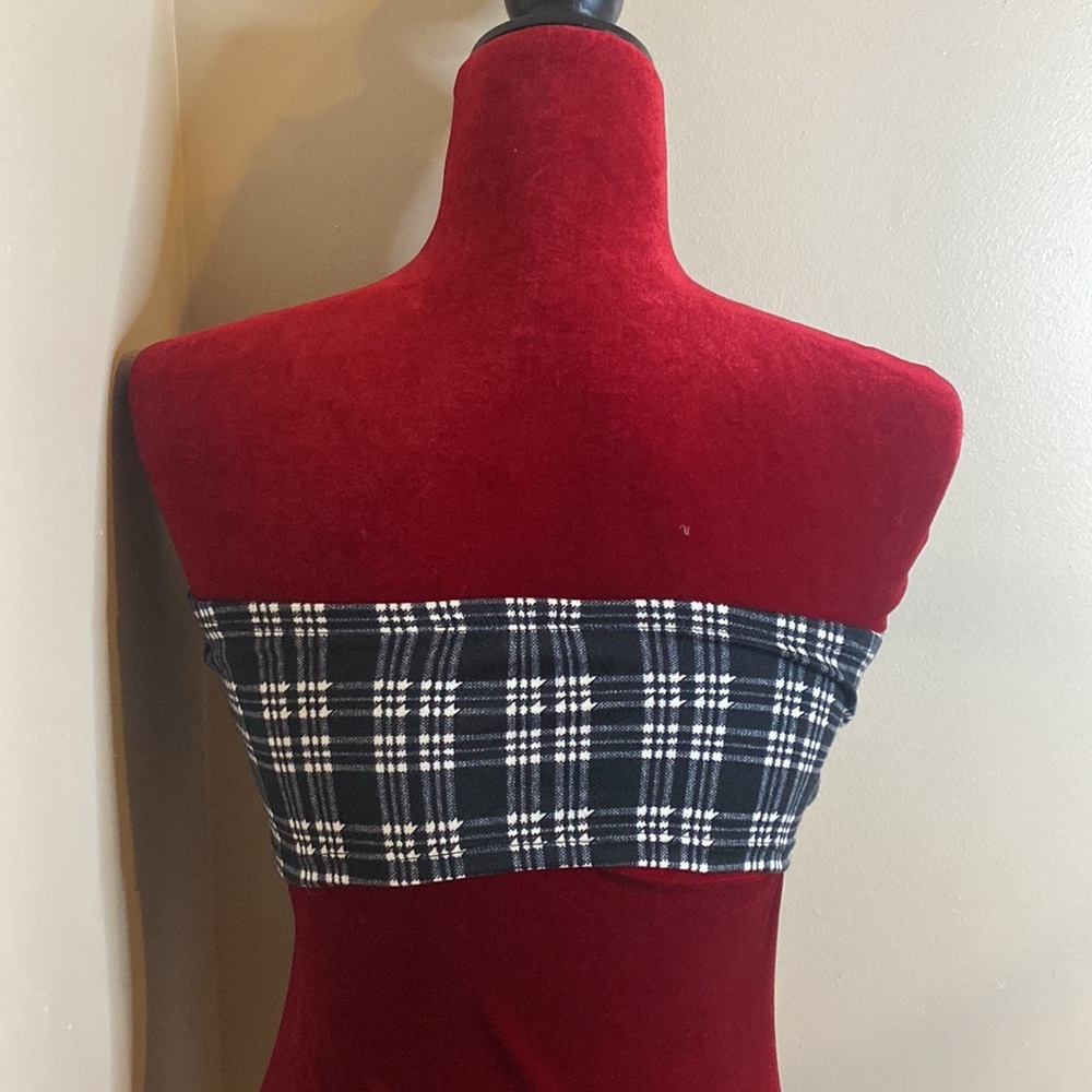 Fashion Nova Black & White Giuliana Checkered Tube Top - Picture 8 of 9